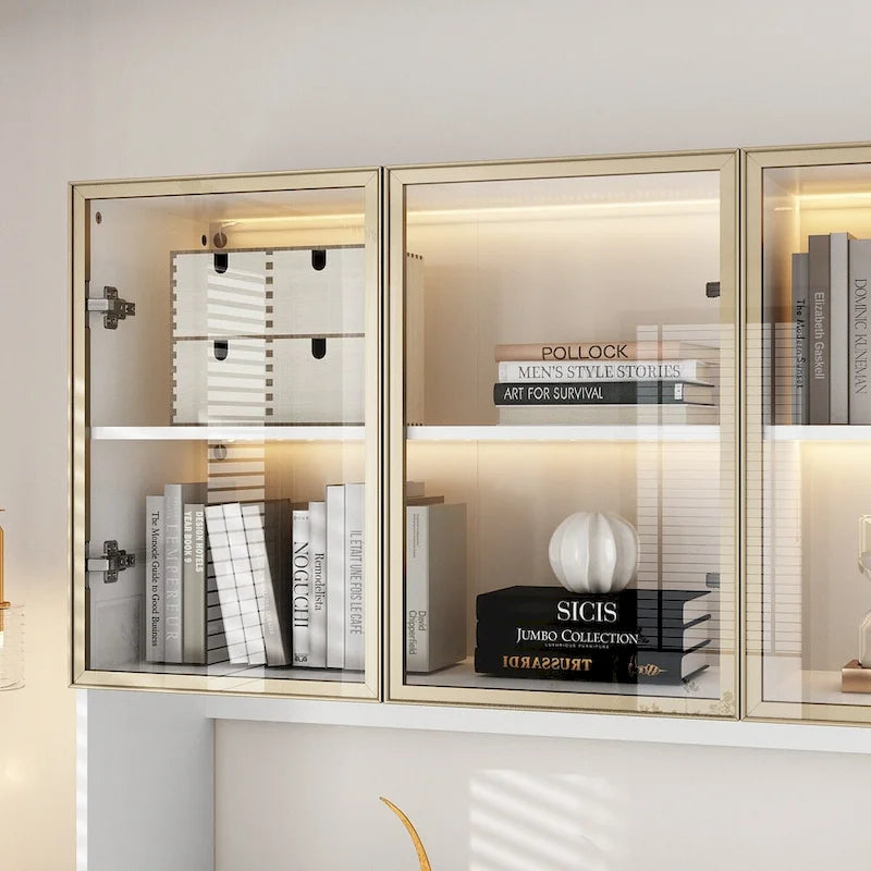 Vitrine d'affichage modulaire haute noire avec LED, 1 personne