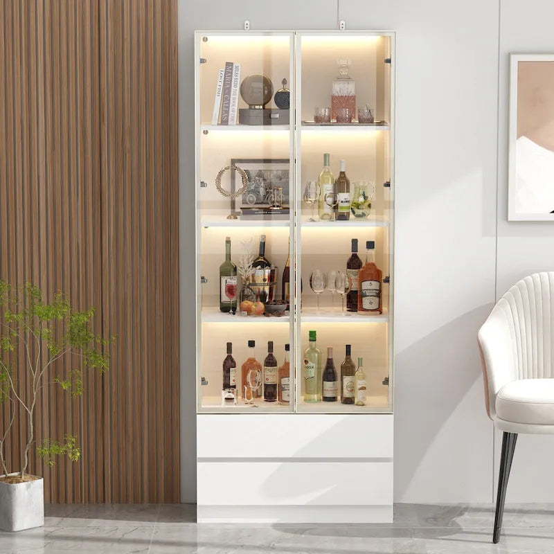 Vitrine d'affichage modulaire haute noire avec LED, 1 personne