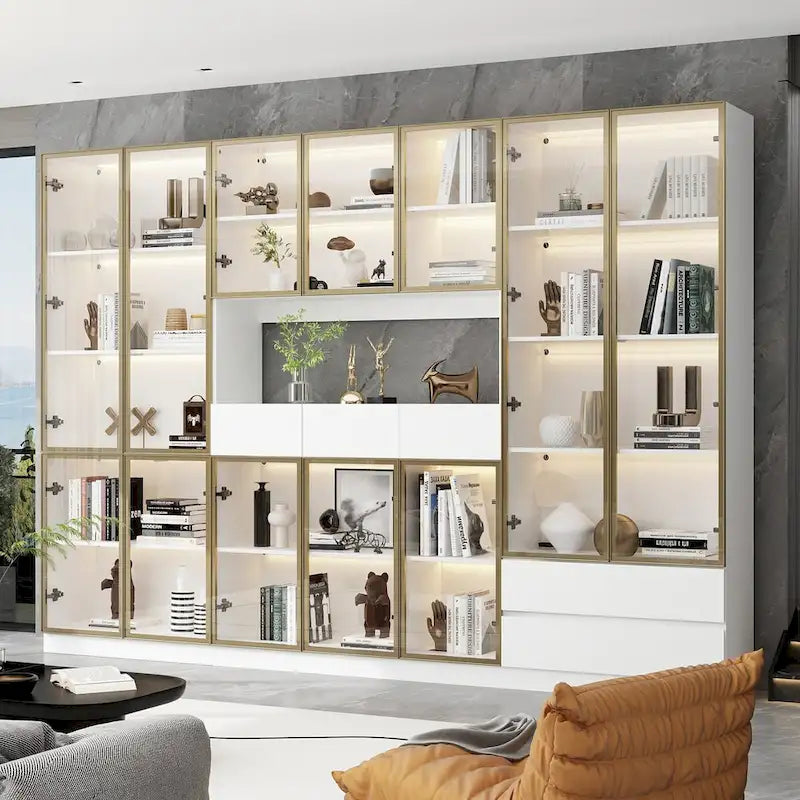 Vitrine d'affichage modulaire haute noire avec LED, 1 personne