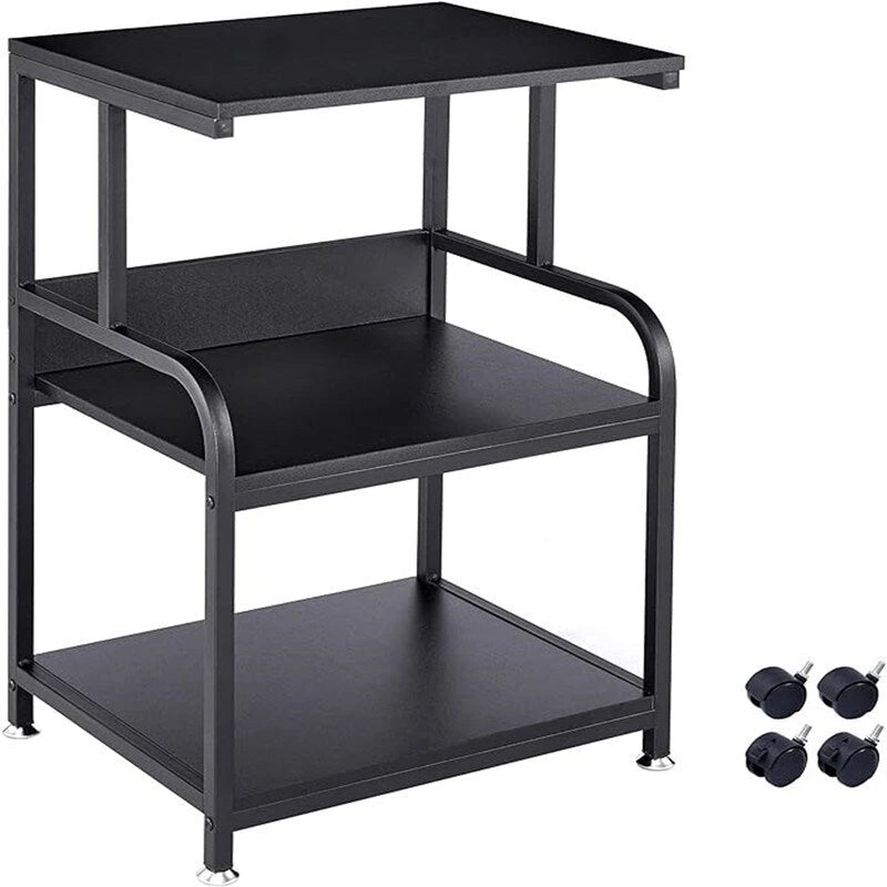 Support d'imprimante à 3 niveaux avec roulettes, blanc/brun/noir, pour 1 imprimante