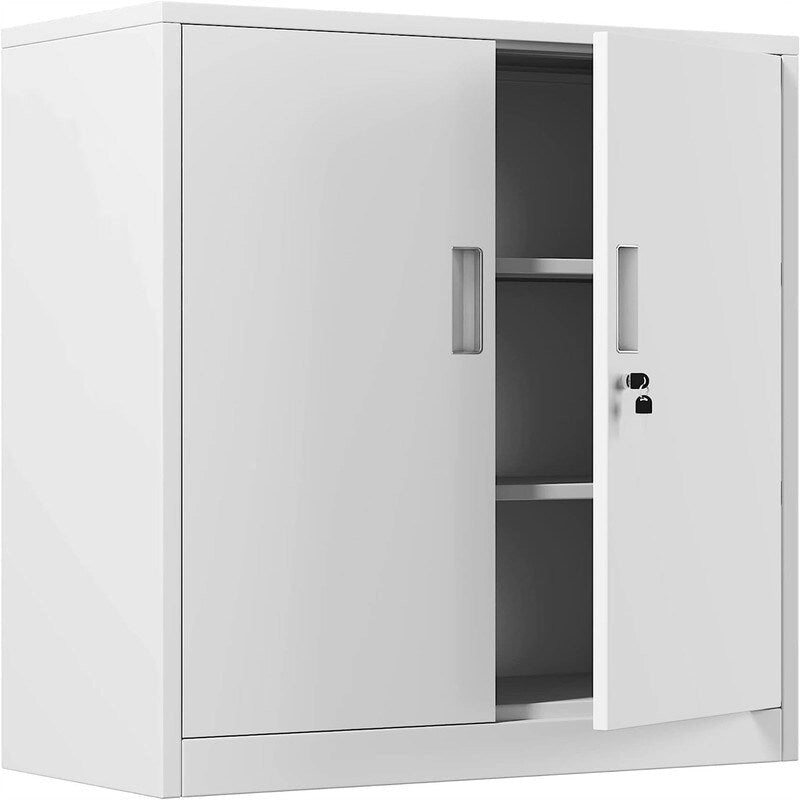 Armoire de rangement métallique à 2 portes verrouillables, blanche/noire, 1 personne