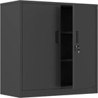 Armoire de rangement métallique à 2 portes verrouillables, blanche/noire, 1 personne