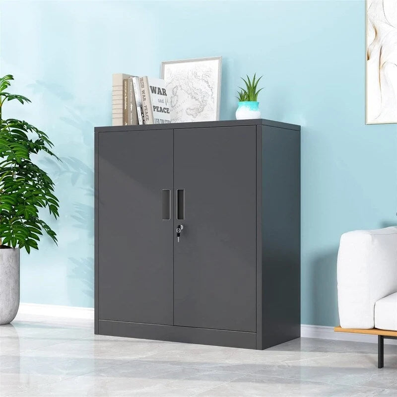 Armoire de rangement métallique à 2 portes verrouillables, blanche/noire, 1 personne