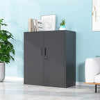 Armoire de rangement métallique à 2 portes verrouillables, blanche/noire, 1 personne