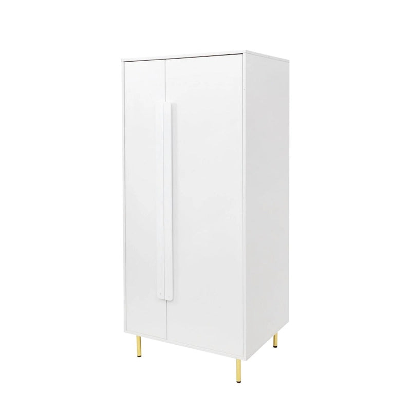 Buffet de salle à manger blanc à 2 portes avec pieds dorés
