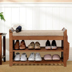 Banc range-chaussures en bambou marron, 2 niveaux, 6 paires, 100,5x29,5x49,8 cm