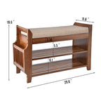 Banc range-chaussures en bambou marron, 2 niveaux, 6 paires, 100,5x29,5x49,8 cm