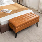 Banc de rangement en similicuir gris/marron, 1 place