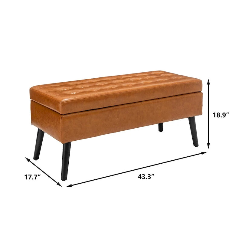 Banc de rangement en similicuir gris/marron, 1 place