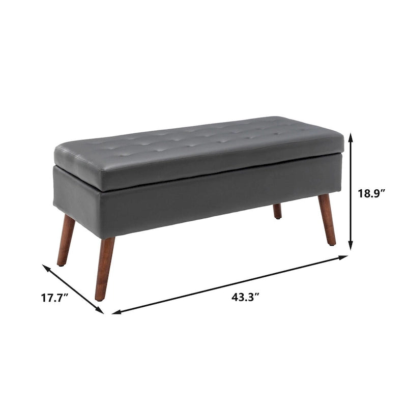 Banc de rangement en similicuir gris/marron, 1 place