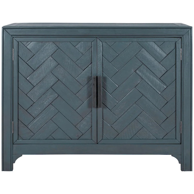 Armoire de rangement vintage bleu antique avec étagères réglables