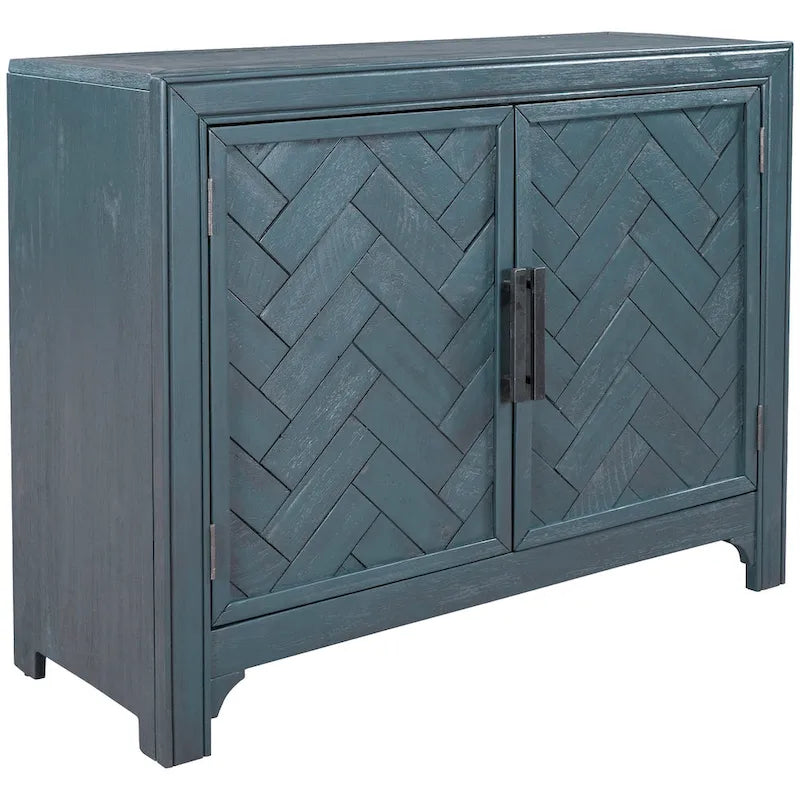 Armoire de rangement vintage bleu antique avec étagères réglables