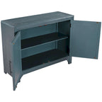 Armoire de rangement vintage bleu antique avec étagères réglables