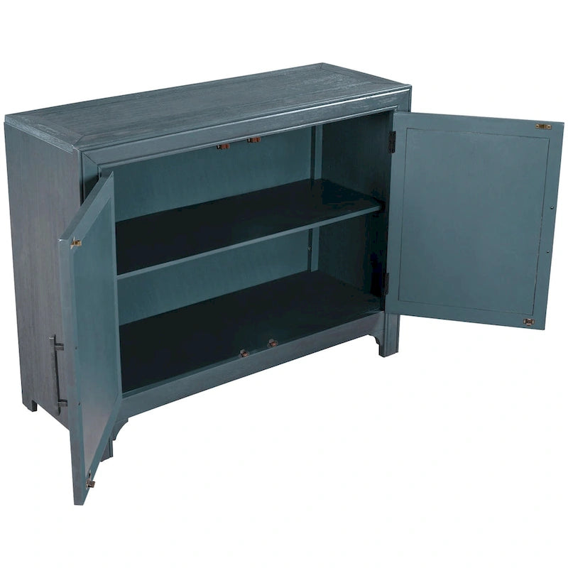 Armoire de rangement vintage bleu antique avec étagères réglables