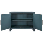 Armoire de rangement vintage bleu antique avec étagères réglables
