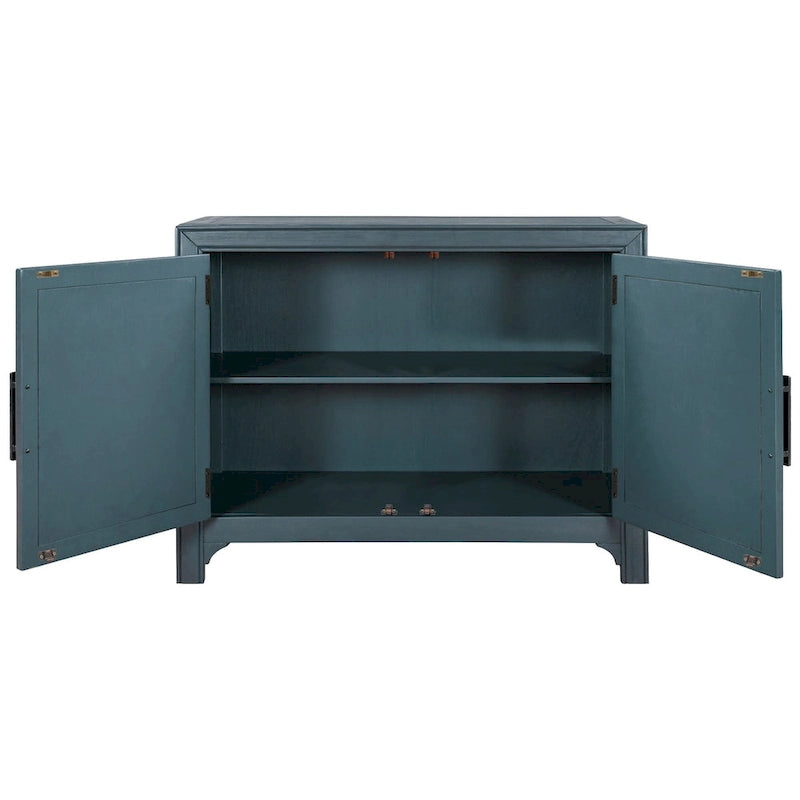 Armoire de rangement vintage bleu antique avec étagères réglables
