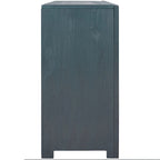 Armoire de rangement vintage bleu antique avec étagères réglables