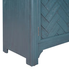 Armoire de rangement vintage bleu antique avec étagères réglables