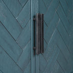 Armoire de rangement vintage bleu antique avec étagères réglables