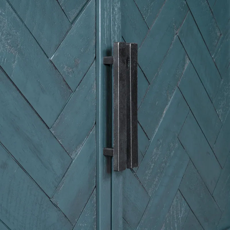 Armoire de rangement vintage bleu antique avec étagères réglables
