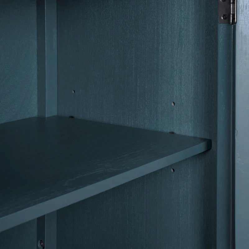 Armoire de rangement vintage bleu antique avec étagères réglables