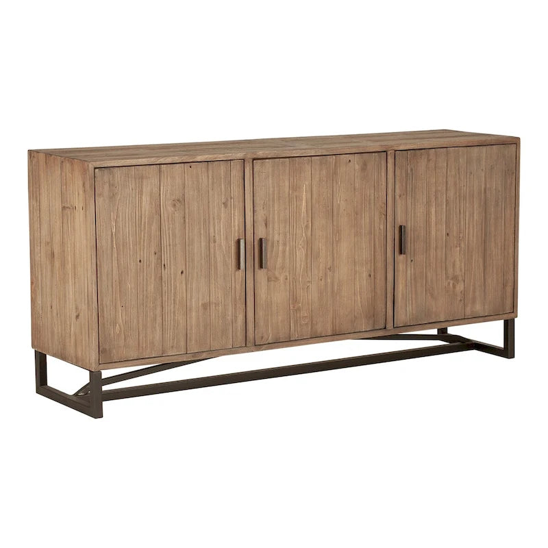 Buffet à 6 étagères en pin recyclé naturel/noir
