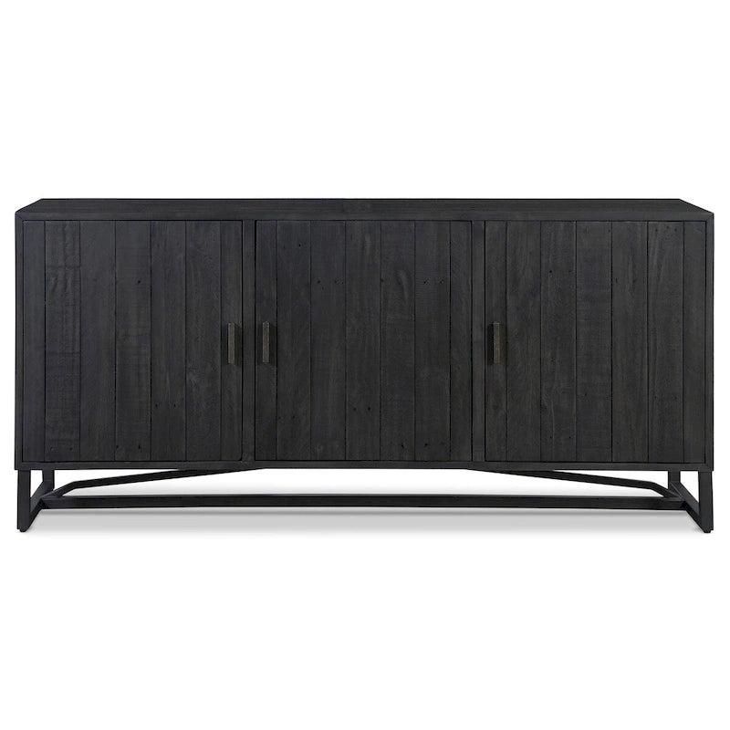 Buffet à 6 étagères en pin recyclé naturel/noir