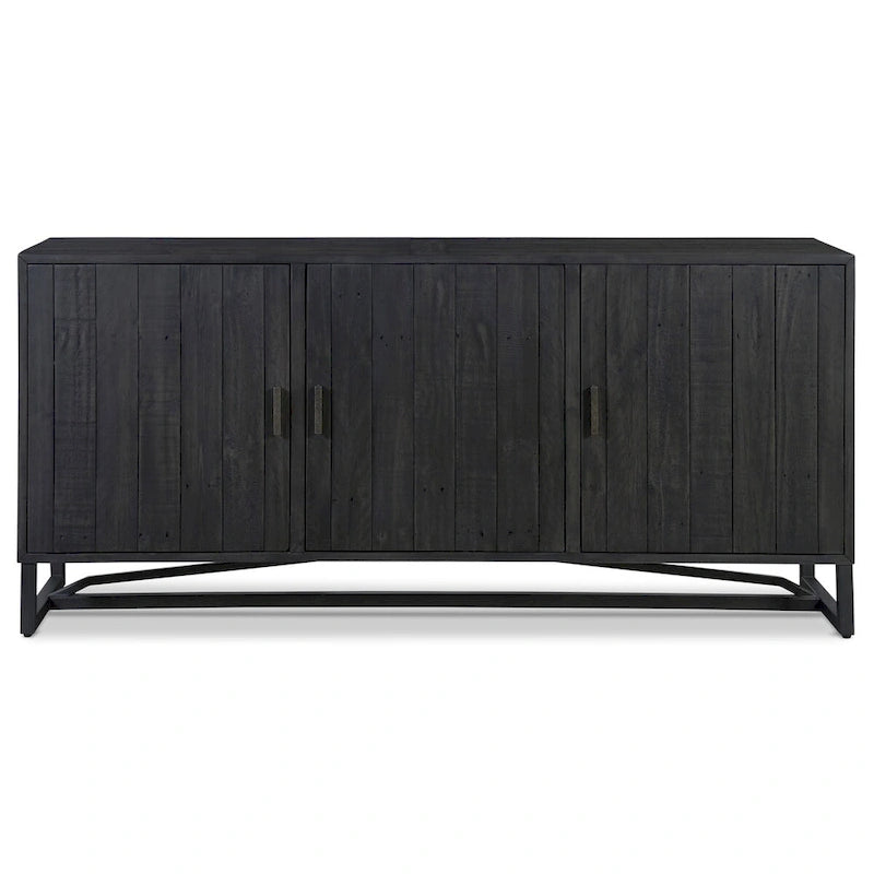 Buffet à 6 étagères en pin recyclé naturel/noir