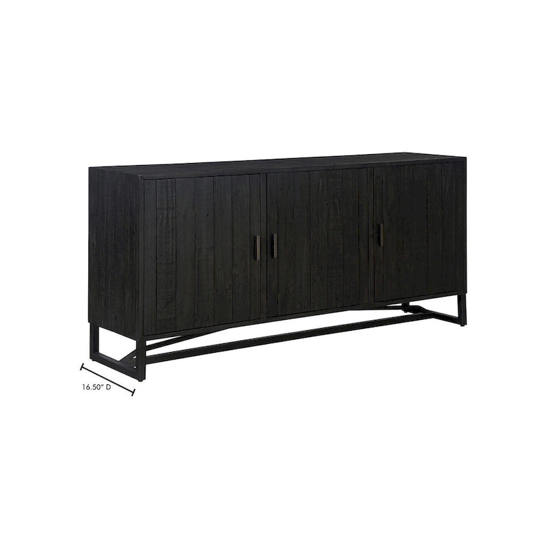 Buffet à 6 étagères en pin recyclé naturel/noir