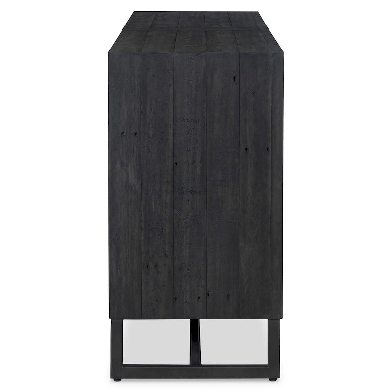 Buffet à 6 étagères en pin recyclé naturel/noir