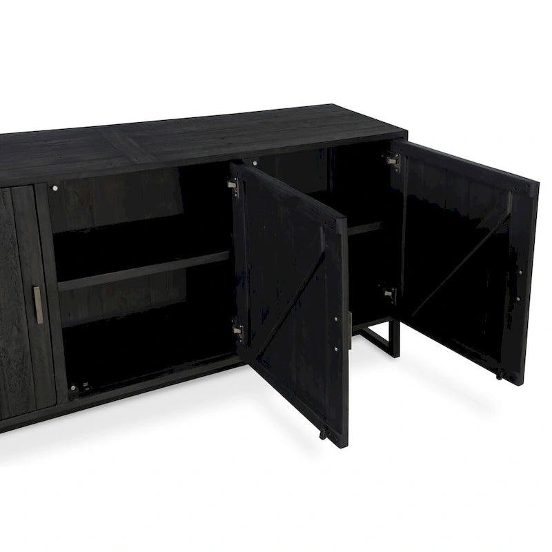 Buffet à 6 étagères en pin recyclé naturel/noir
