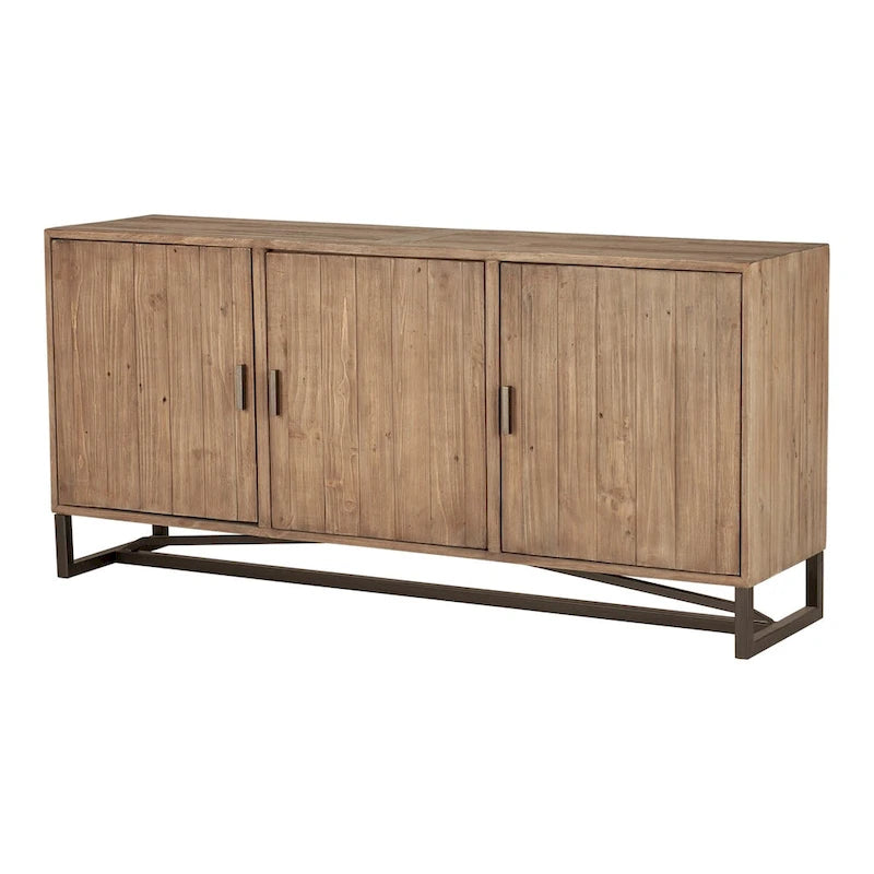 Buffet à 6 étagères en pin recyclé naturel/noir
