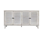 Bahut à persiennes à 4 portes blanchi, style minimaliste, pour foyer de 1 à 2 personnes