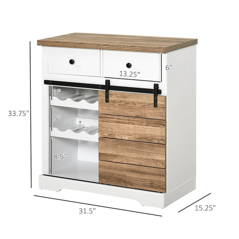 Meuble de rangement blanc à porte coulissante de style grange, simple