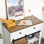 Meuble de rangement blanc à porte coulissante de style grange, simple