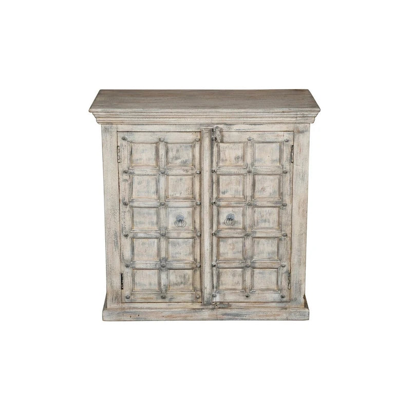 Armoire d'appoint rustique blanche à 2 portes