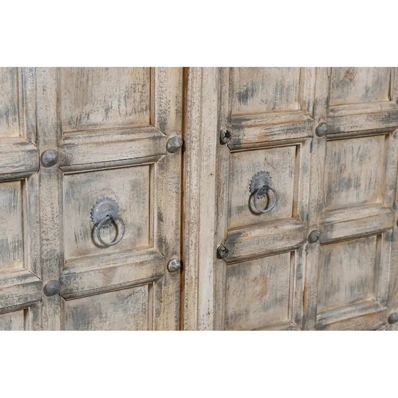 Armoire d'appoint rustique blanche à 2 portes