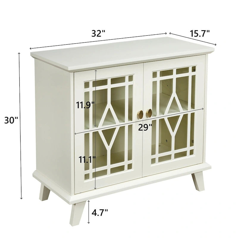 Buffet blanc antique avec portes vitrées, pour salon/salle à manger