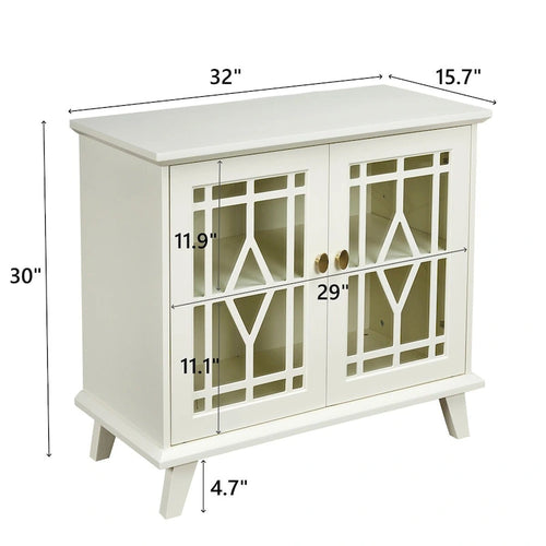 Buffet blanc antique avec portes vitrées, pour salon/salle à manger