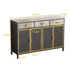 Bahut gris foncé moderne, 4 portes et 3 tiroirs