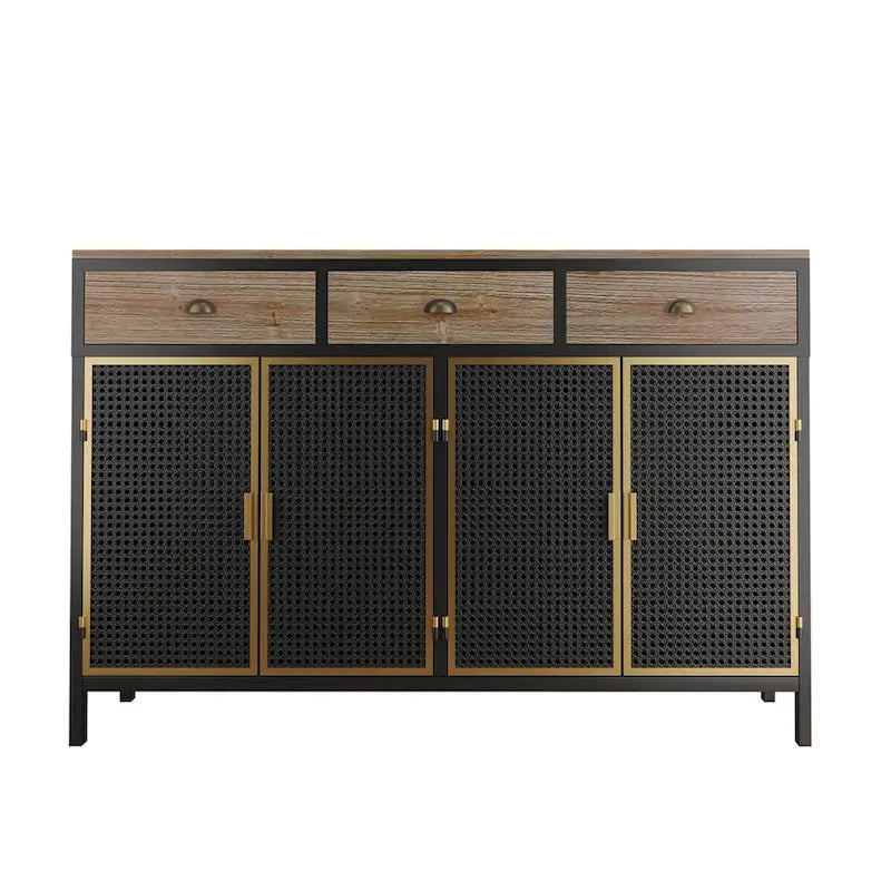 Bahut gris foncé moderne, 4 portes et 3 tiroirs