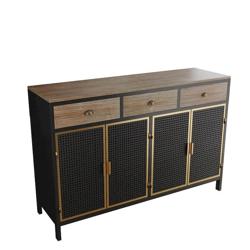 Bahut gris foncé moderne, 4 portes et 3 tiroirs
