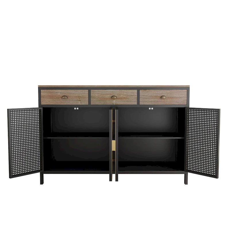 Bahut gris foncé moderne, 4 portes et 3 tiroirs
