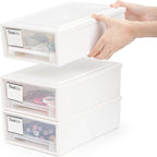 Lot de 3 organiseurs de tiroir en plastique blanc empilables – 5,7 litres chacun