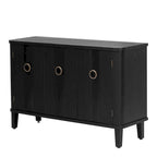 Armoire de rangement 3 portes à étagères réglables, blanche/noire