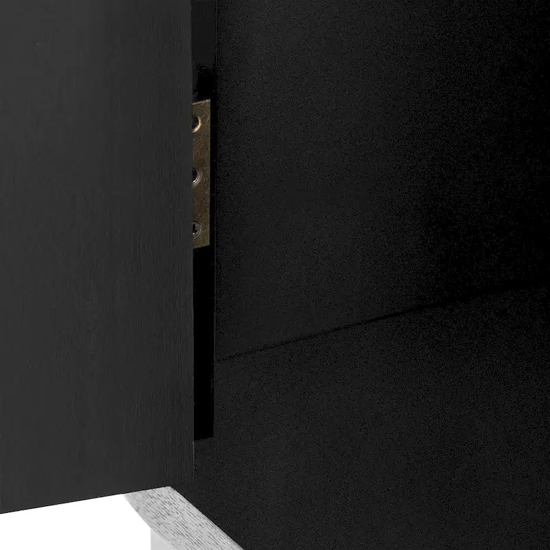 Armoire de rangement 3 portes à étagères réglables, blanche/noire