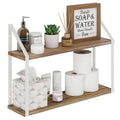 Wallniture Modena 2 Tier Shelves with White Brackets, Bathroom Wall Decor, 24x6 , Burnt
