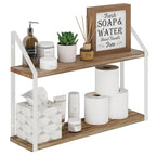 Wallniture Modena 2 Tier Shelves with White Brackets, Bathroom Wall Decor, 24x6 , Burnt