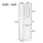 Meuble de rangement de salle de bain autoportant haut noir avec tiroir et porte en acrylique