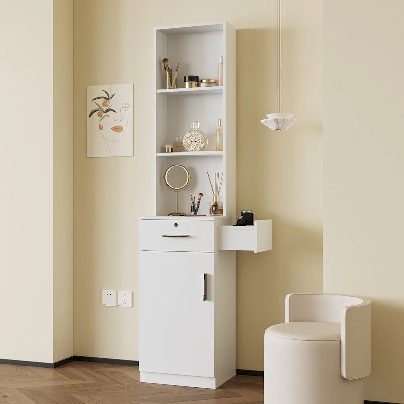 Armoire de rangement sur pied blanche/rose – Utilisation individuelle